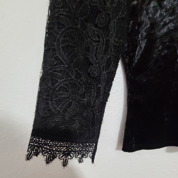 Anthropologie black velvet and lace top - Picture 8 of 10